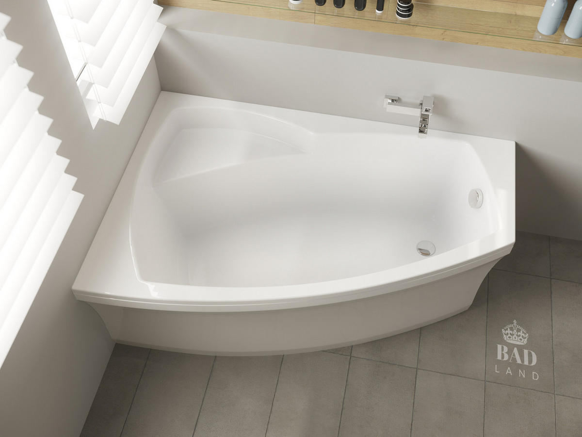 BADEWANNE Eckwanne FRIDA 160/105 Links Ablauf & Füße - Weiß, Kunststoff (105/58/160cm) - bad land