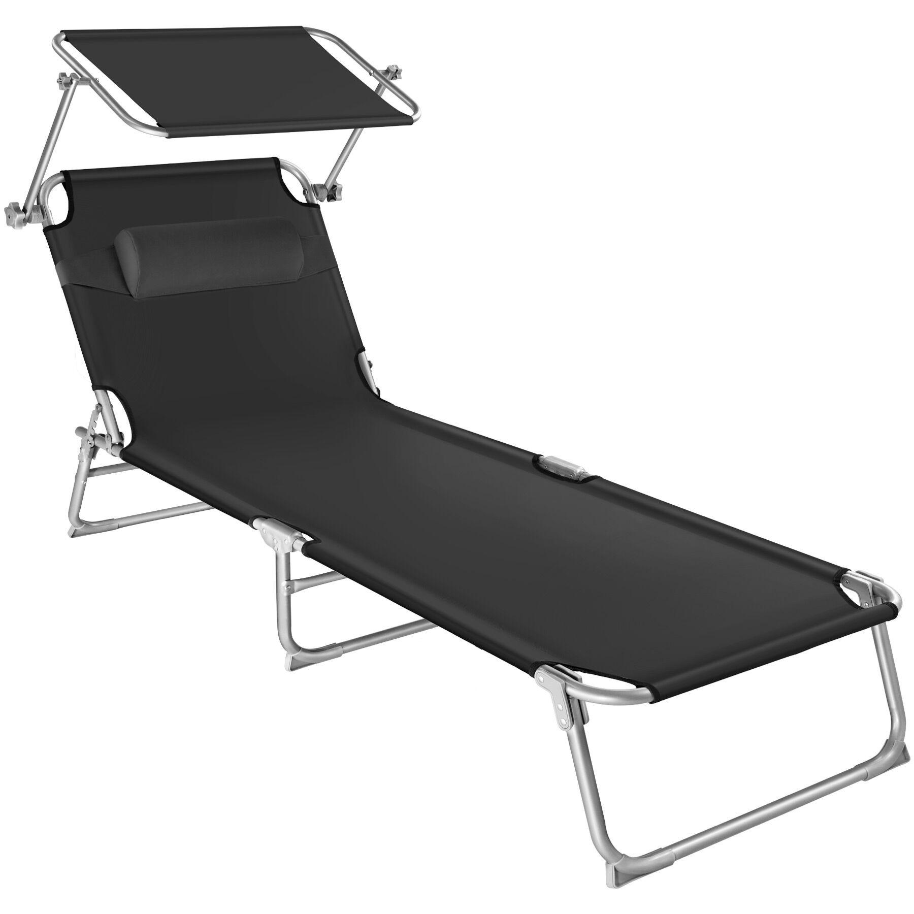 SONNENLIEGE Chloé, 190 x 68 x 111 cm, mit Seitentasche, schwarz - Schwarz, Kunststoff (68/65/190cm) - tectake