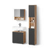 BADMÖBEL-SET Ronco Anthrazit gepunktet 3 Teile, mit Hochschrank - Anthrazit/Eiche Wotan, Holzwerkstoff (80/58.6/41cm) - Livinity®