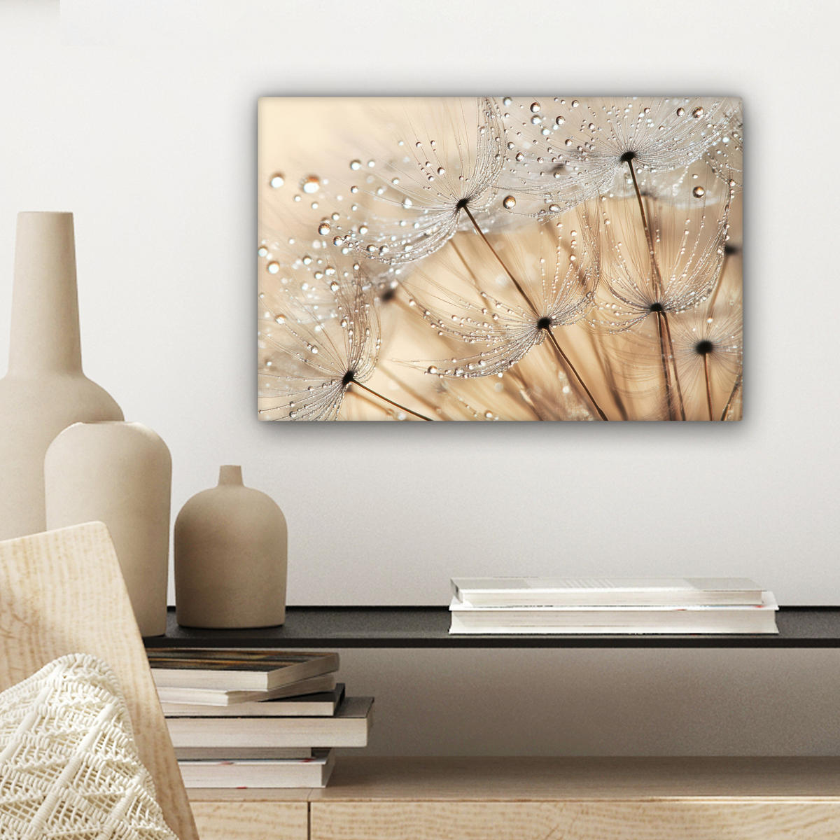 LEINWANDBILD Löwenzahn - Abstrakt - Natur - Beige Deko Schlafzimmer 30x20 cm - Braun, Textil (30/20cm) - MuchoWow