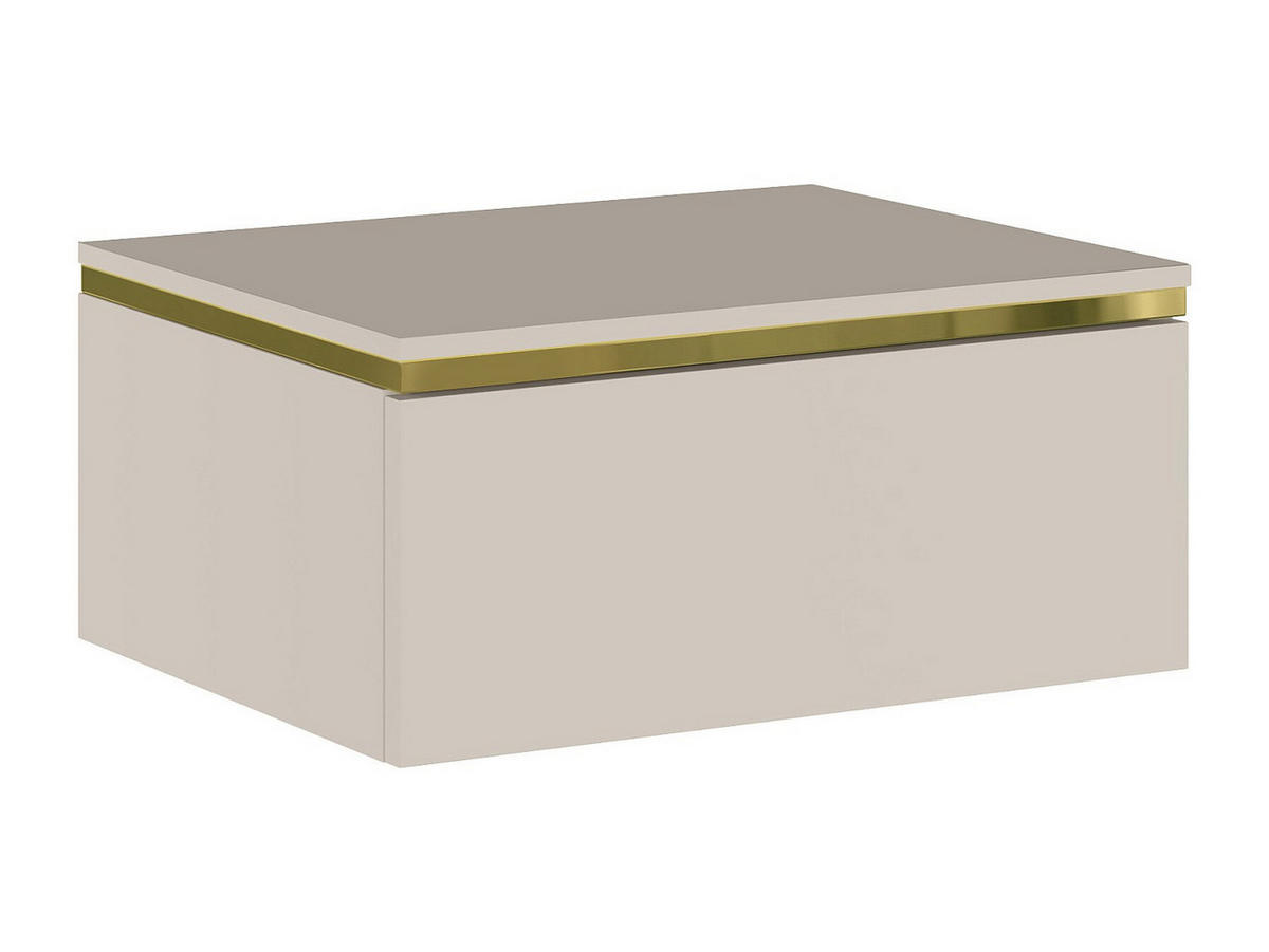 NACHTTISCH hängend mit 1 Schublade - Beige & Goldfarben - VUKIA - Beige, Holz (38.2/19.8/48.5cm) - Pascal Morabito