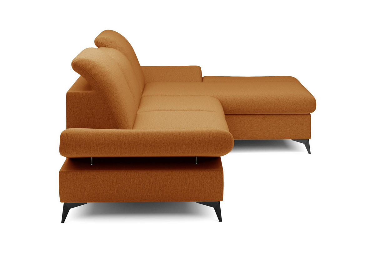 ECKSOFA FELICE R-S Orange Geflochtener Stoff mit Schlaffunktion - Orange, Holz (284/166cm) - MASSENO