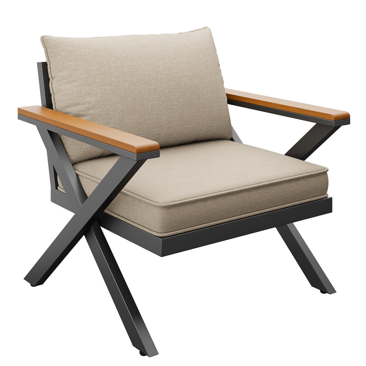 GARTENSETS aus Eisen Beige mit modularer Sitzgruppe im X-Design - Beige, Metall - Modfu