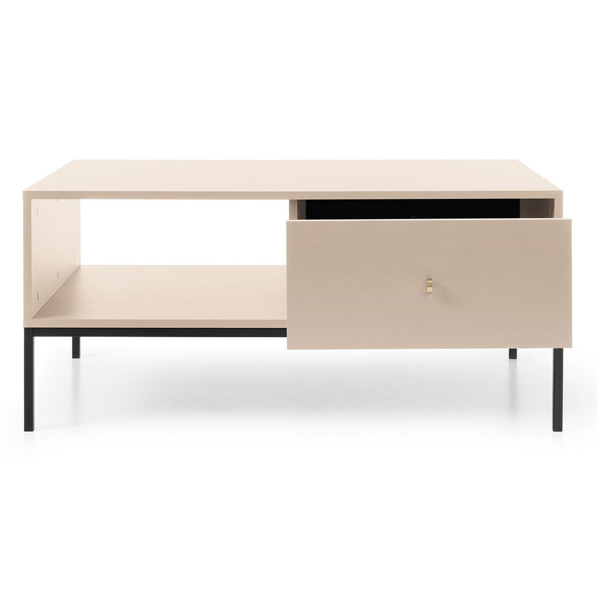 COUCHTISCH Monne Beige 68 x 104 cm - Beige/Schwarz, Holzwerkstoff/Metall (68/104/46cm) - Selsey