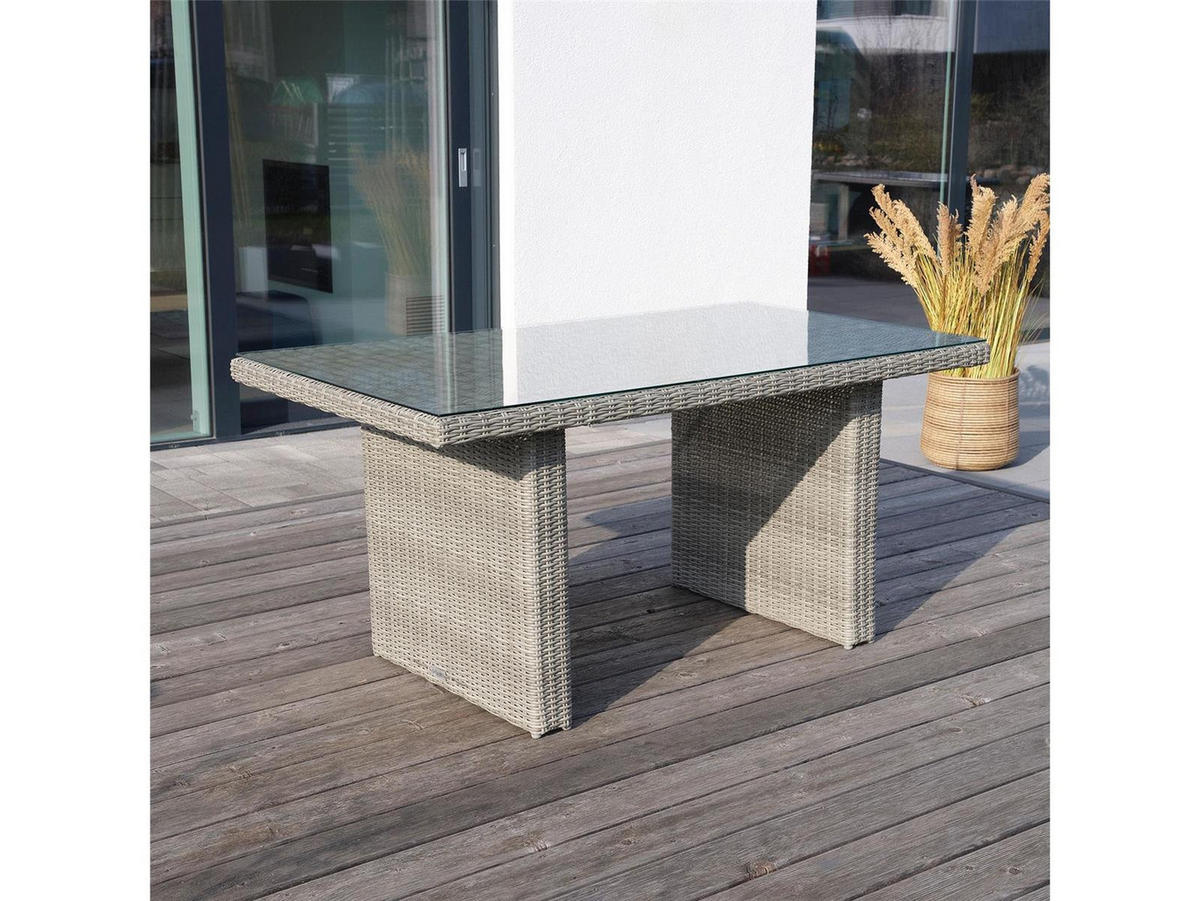 GARTEN-SITZGRUPPE Bilbao Grau Polyrattan für 7 Personen - Grau, Naturmaterialien - Green Spirit