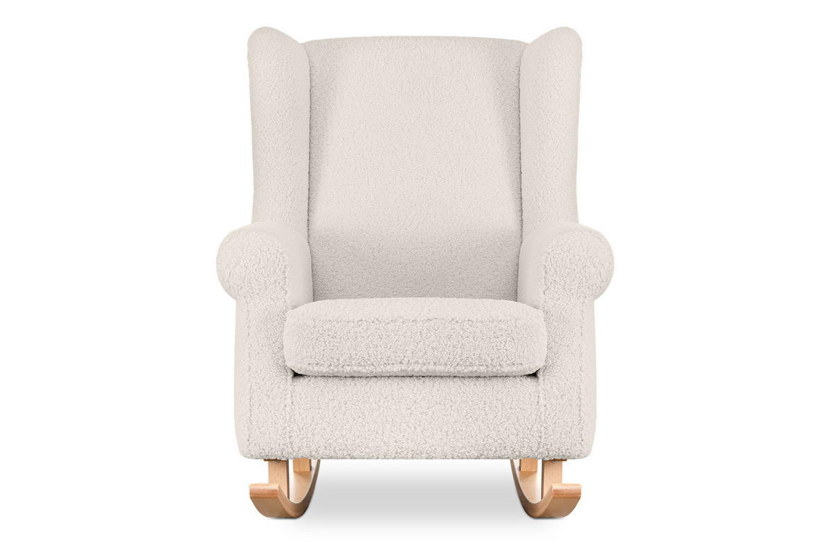 SCHAUKELSESSEL TULES mit Tasche für kleine Gegenstände, cremefarben - Eichefarben/Creme, Eichenholz/Holzwerkstoff (80/105/105cm) - KONSIMO®