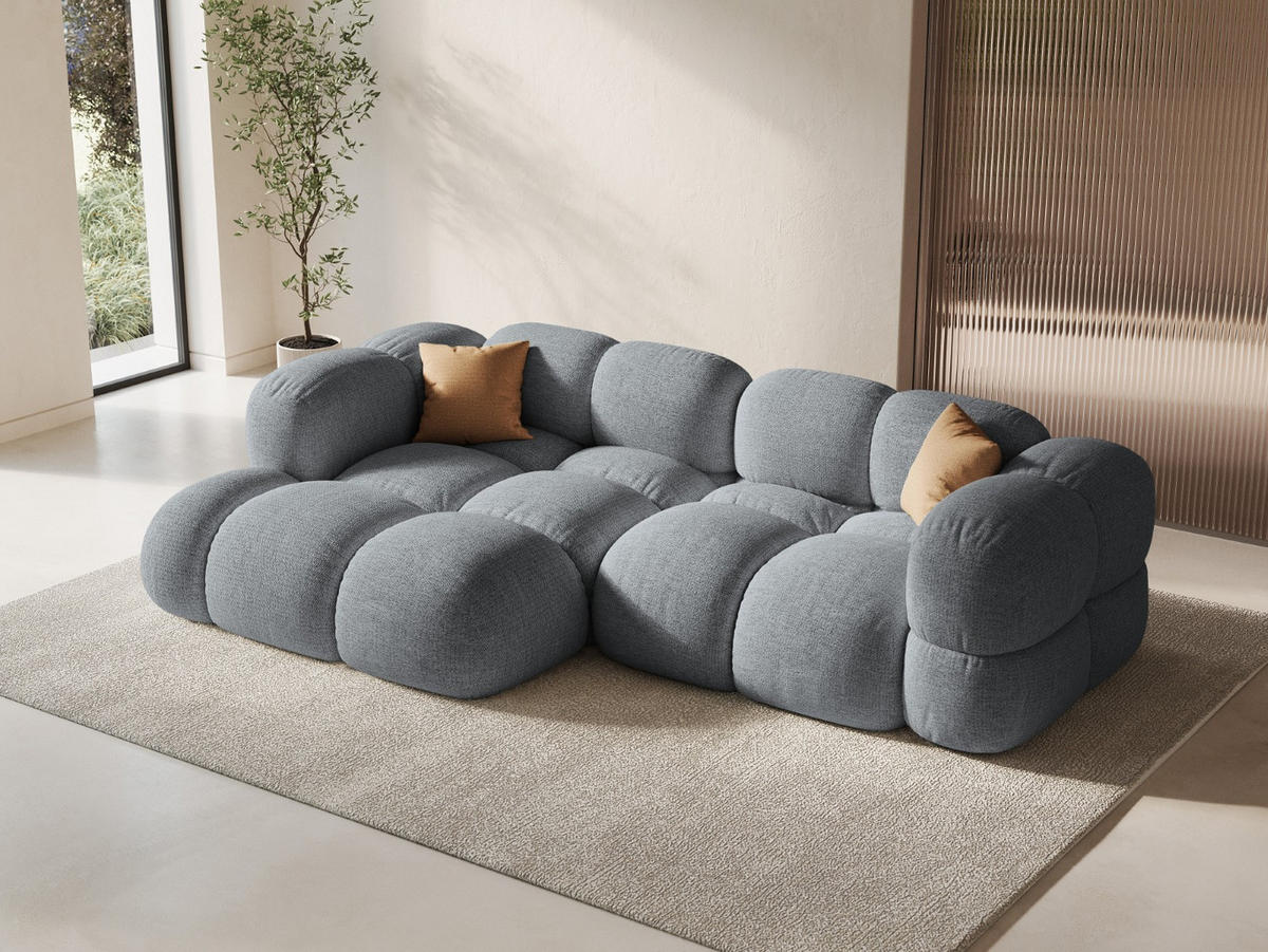 ECKSOFA links Loretto aus strukturiertem Stoff grau 3 Sitzplätze - Grau, Textil (147/250cm) - Cosmopolitan Design