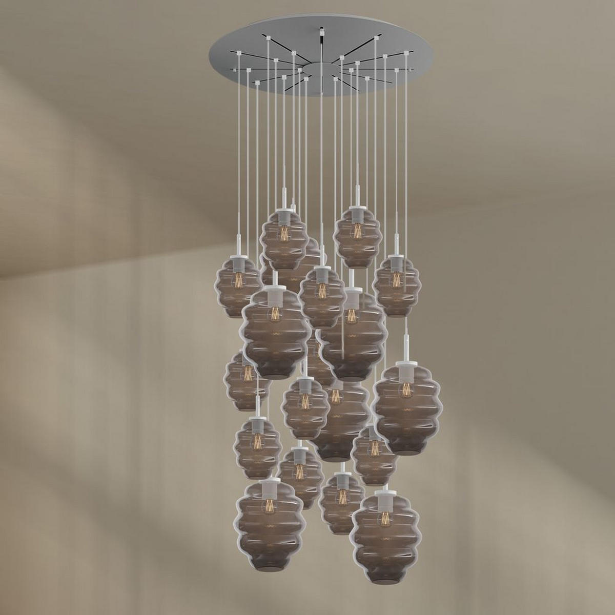 GALERIELEUCHTE Echos 20-flammig Mehrfarbig Ø 18/25cm - Multicolor/Weiß, Glas (18/18/20cm) - s.luce