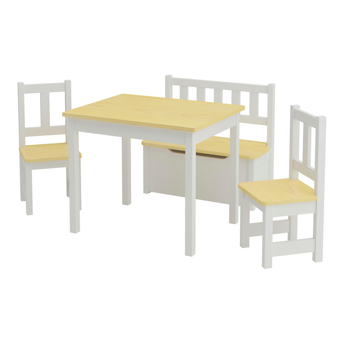 KINDERTISCHSET Lousame - Weiß, Holz (110/50/48cm) - [en.casa]