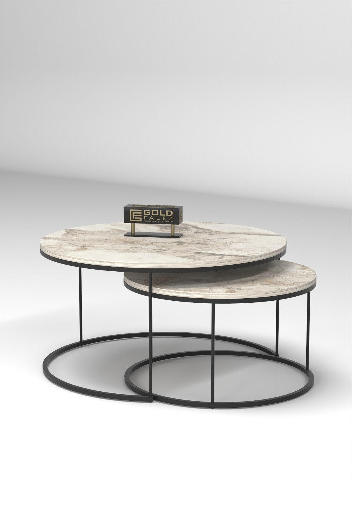 COUCHTISCH-SET 2 TLG. Trevano - Schwarz/Weiß, Holzwerkstoff/Metall (70/70/51cm) - [en.casa]