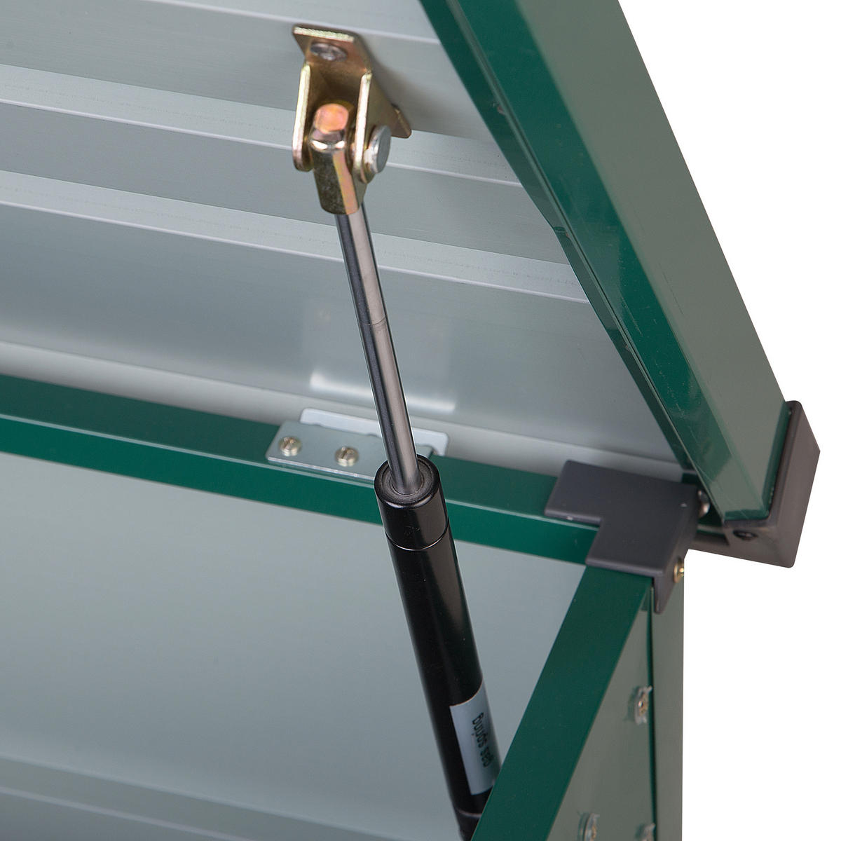 AUFLAGENBOX Stahl dunkelgrün 132/62 cm Cebrosa - Grün, Metall (132/64/62cm) - Beliani