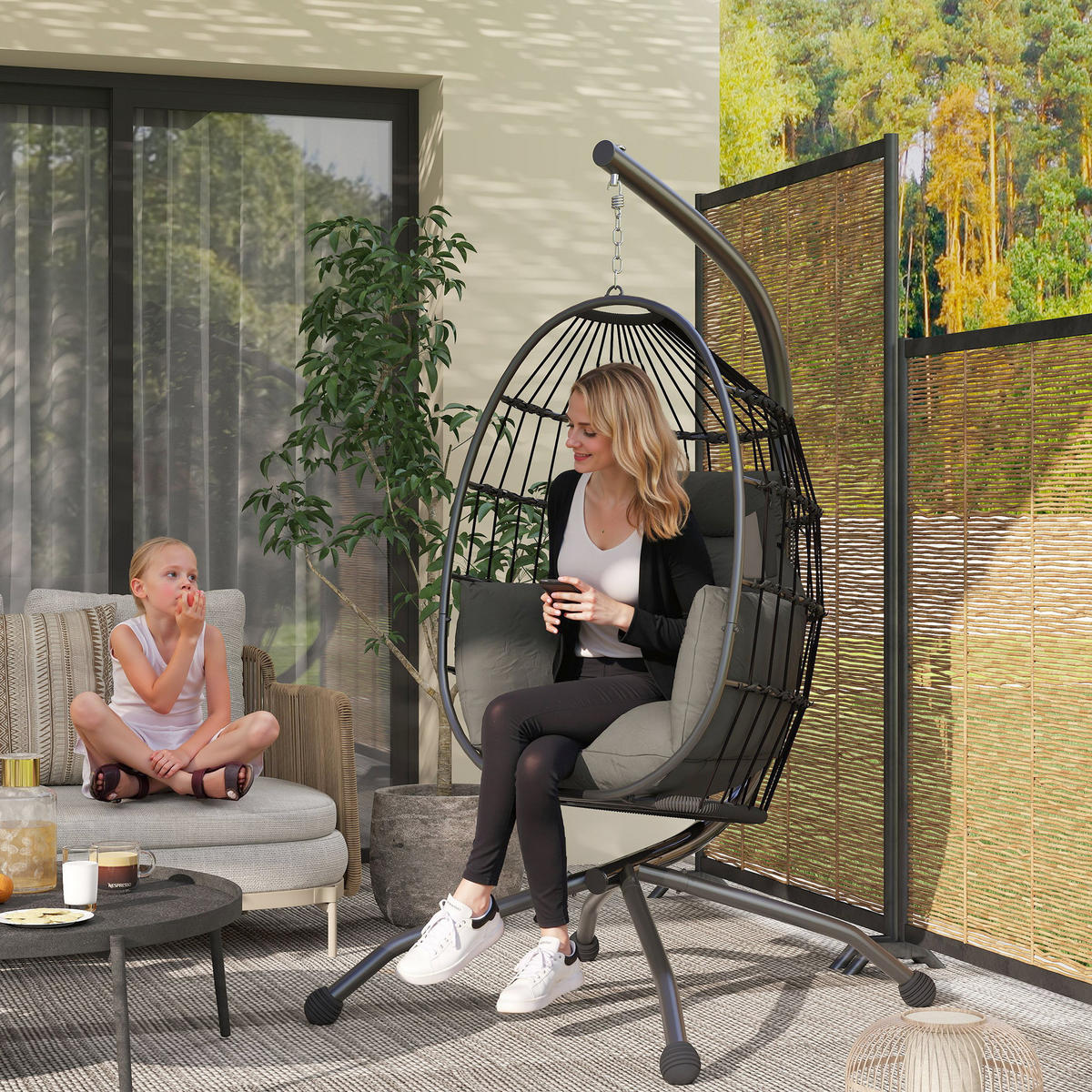 HÄNGESESSEL DE-15309 Dunkelgrau - Dunkelgrau, Metall (88/192/120cm) - ComfortXL