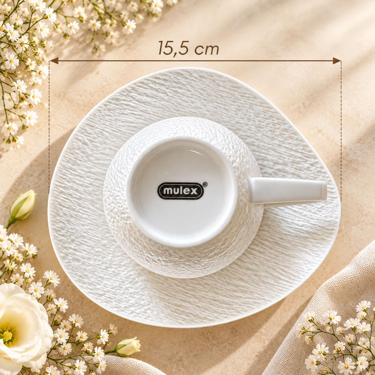 KAFFEETASSEN ALYA creme- weiß in Schieferoptik 12-tlg - Weiß, Keramik (8.5/7/15.5cm) - Mulex
