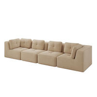SOFA in Beige aus Cord mit modularem Design und rutschfestem Stand - Beige, Textil (104/69/386cm) - Flora Grace