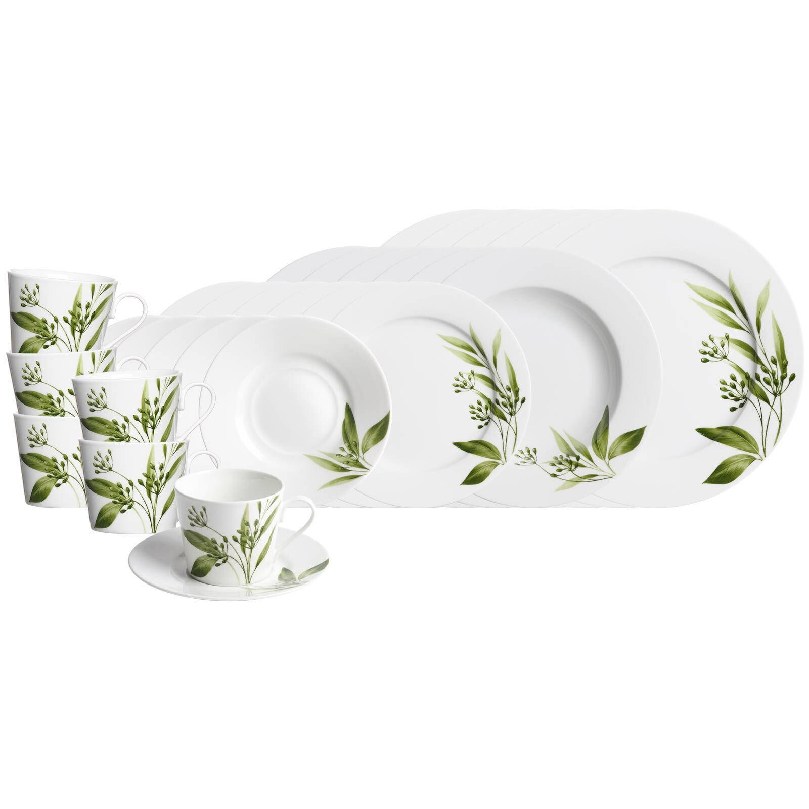 KOMBISERVICE Evora weiß-grün 30er Set - Weiß/Grün, Keramik (1/1/1cm) - Ritzenhoff Breker
