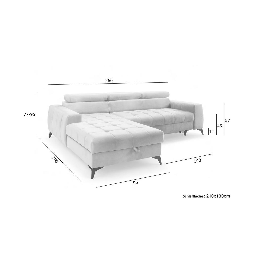 Thumbnail - Fun Möbel Ecksofa, Beige, Textil, L-Form, 260x200 cm, Wohnzimmer, Sofas & Couches, Wohnlandschaften, Ecksofas