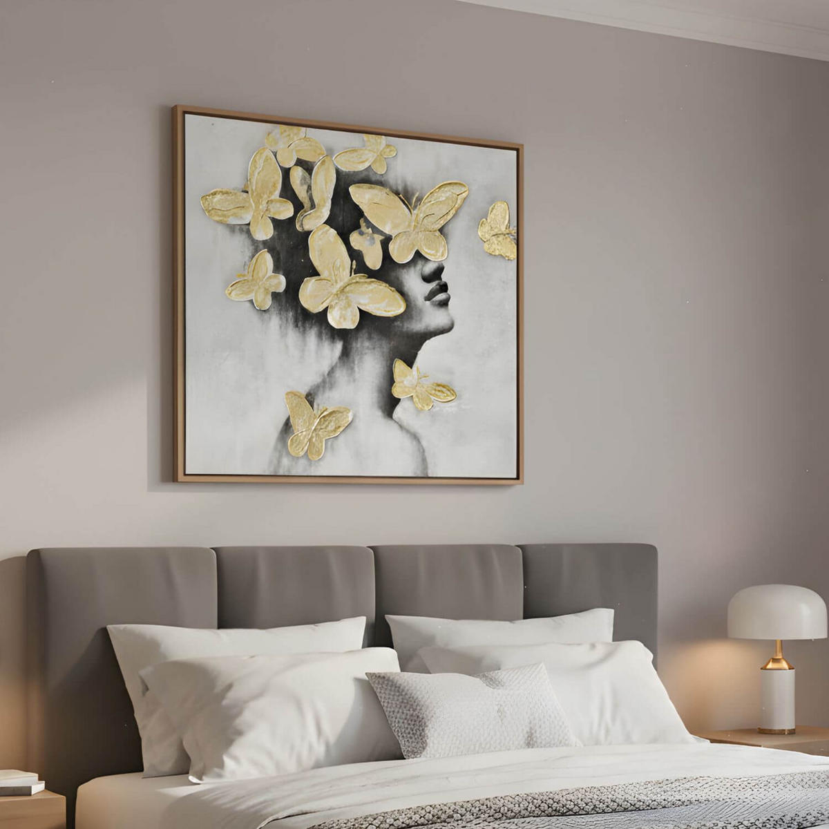 ACRYLBILD HANDGEMALT 60/60 cm - Goldfarben/Grau, Holz/Textil (60/60cm) - KUNSTLOFT