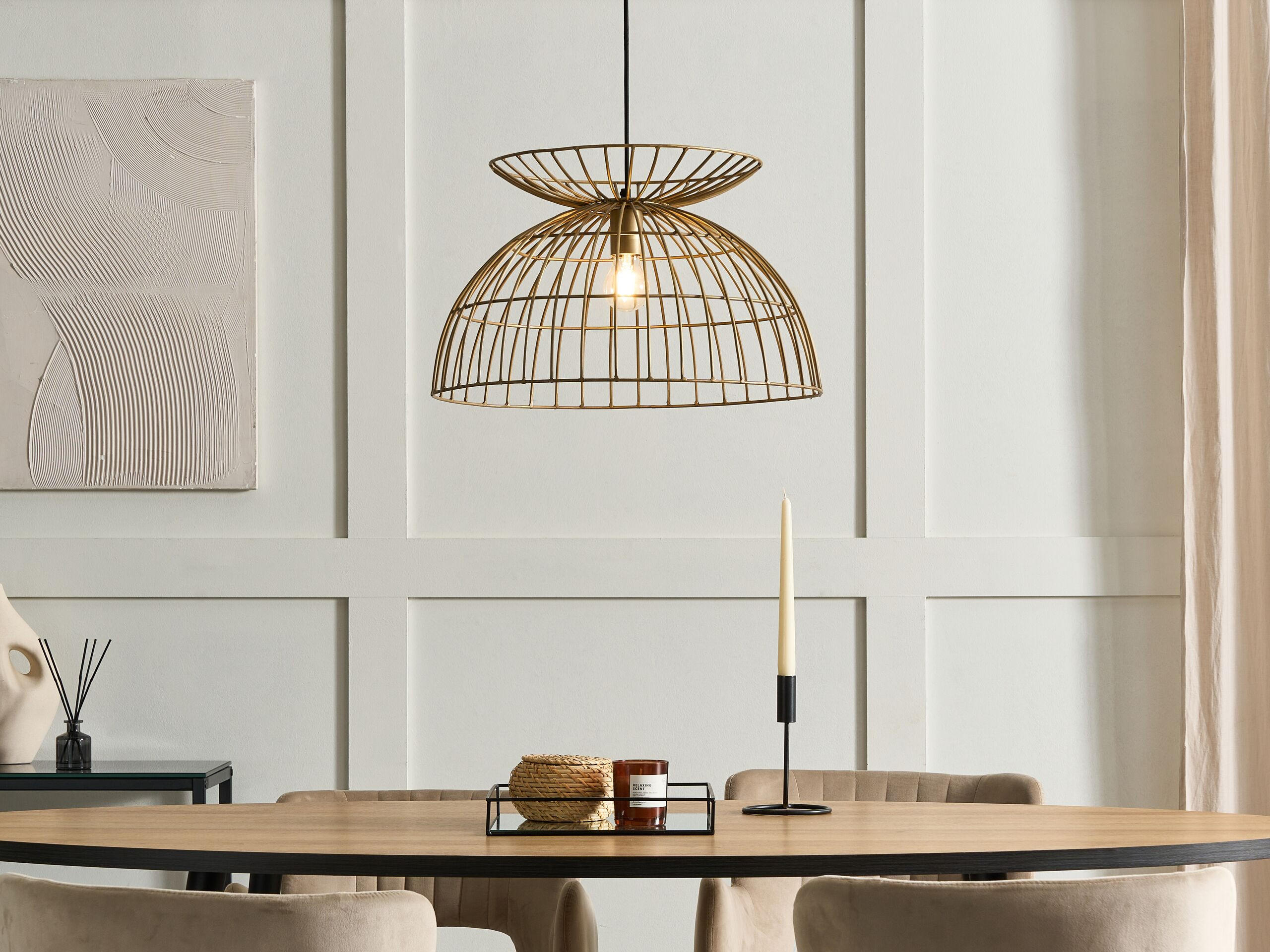 HÄNGELEUCHTE Mahanadi 50/50/141 cm - Messingfarben, Metall (50/50/141cm) - Beliani