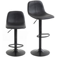 BARHOCKER 2er-Set DE-14822 höhenverstellbar mit Rückenlehne Schwarz - Schwarz, Metall (37/104/44cm) - ComfortXL