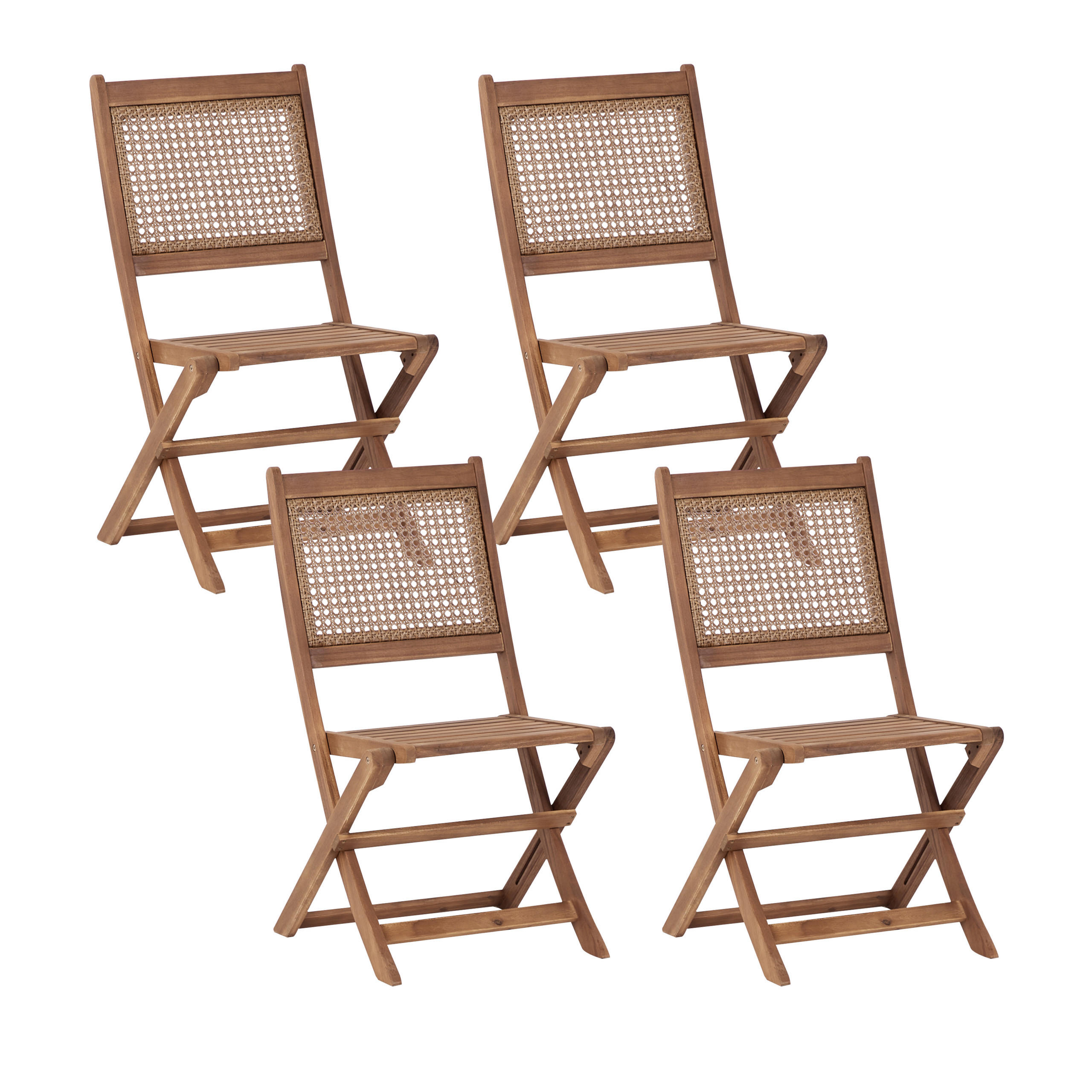 GARTENSTUHL 4er-Set Heller Holzfarbton Paraggi - Hellbraun, Holz (51/90/60cm) - Beliani