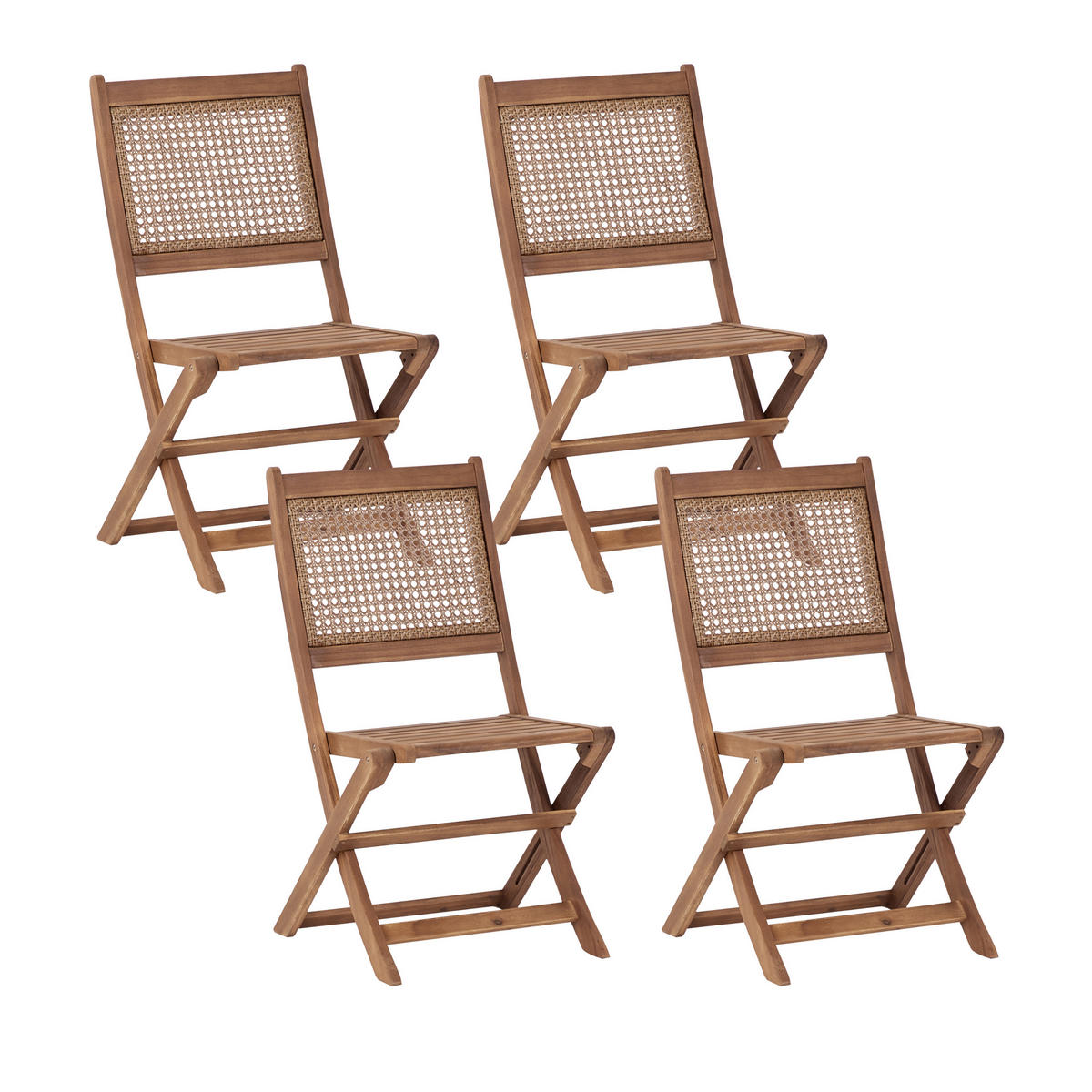 GARTENSTUHL 4er-Set Heller Holzfarbton Paraggi - Hellbraun, Holz (51/90/60cm) - Beliani