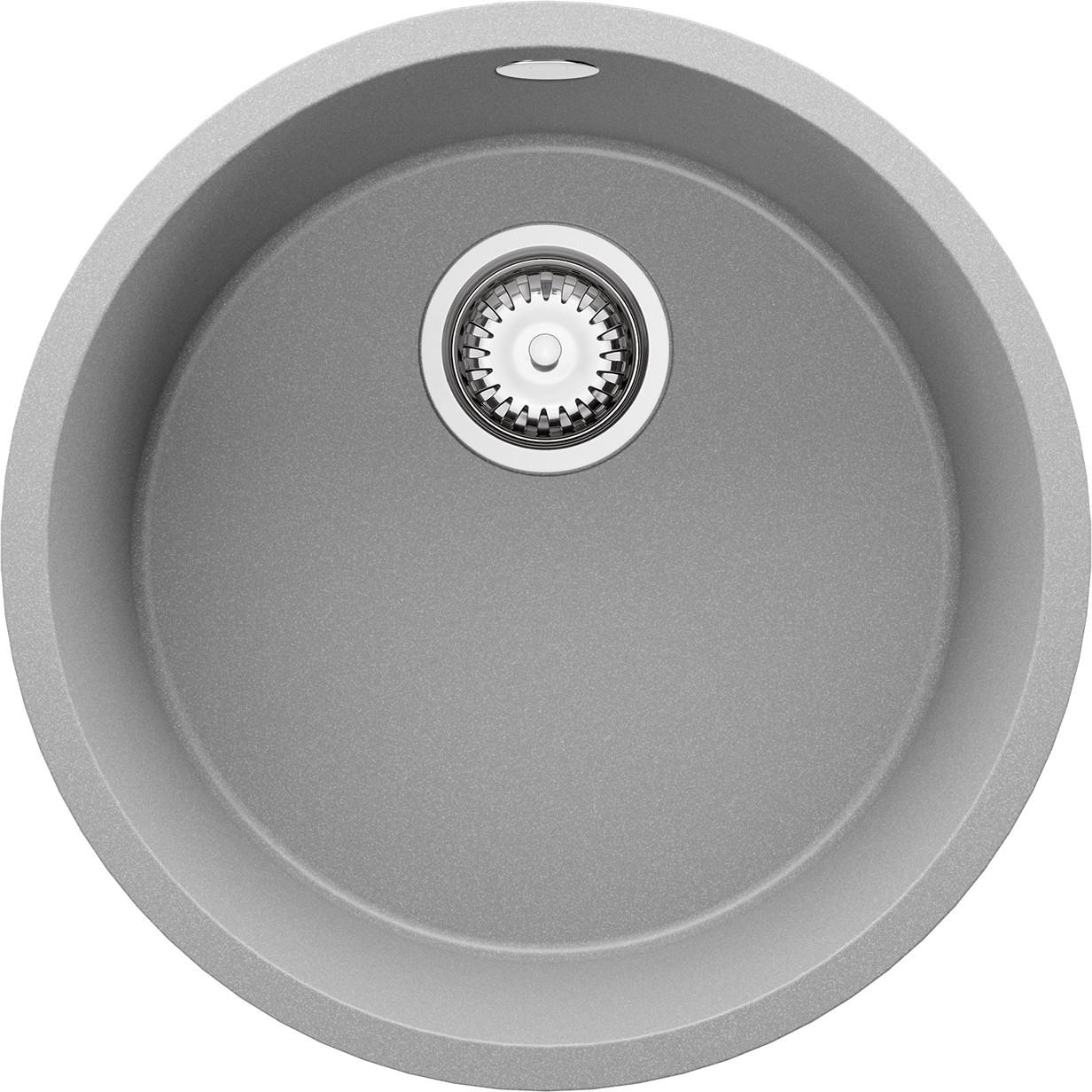 SPÜLBECKEN RUND Valletta Slim, 2-er set Grau 46/46 cm 1 Becken + Ablauf-Set ab 50er Unterschrank - Chromfarben/Grau, Kunststoff (46/20/46cm) - Primagran