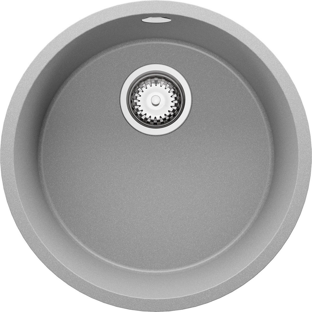 SPÜLBECKEN RUND Valletta Slim, 2-er set Grau 46/46 cm 1 Becken + Ablauf-Set ab 50er Unterschrank - Chromfarben/Grau, Kunststoff (46/20/46cm) - Primagran