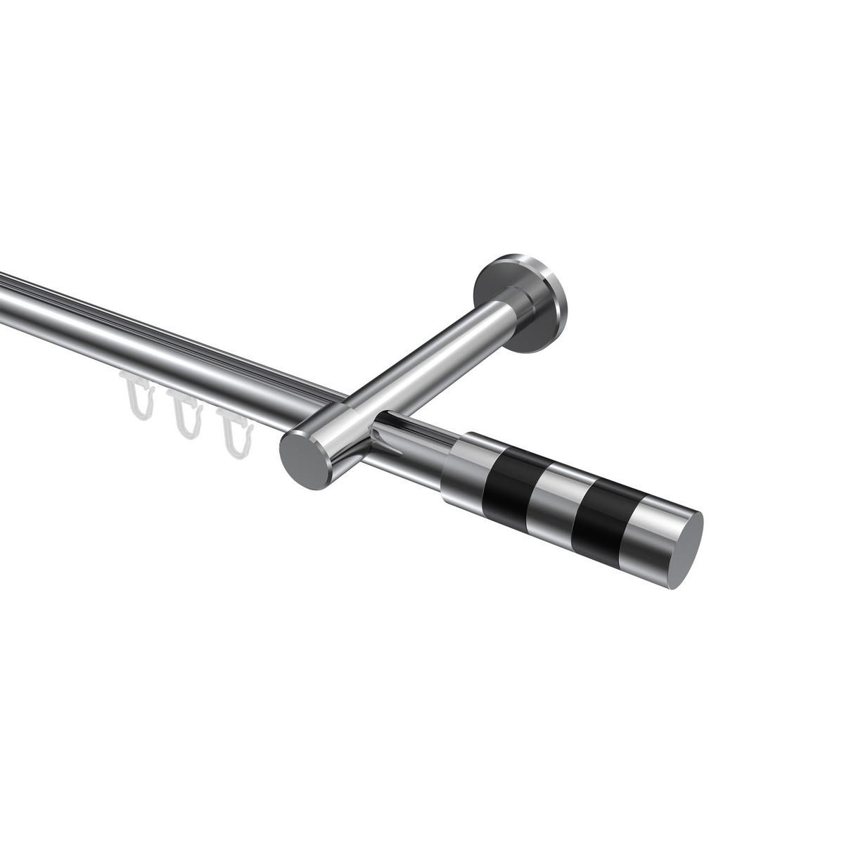 INNENLAUF-GARDINENSTANGEN-SET Prestige Mavell 600 cm (geteilt in 3 x 200 cm), 1-läufig, 20 mm Ø Chrom - Chromfarben/Schwarz, Metall (600cm) - INTERDECO