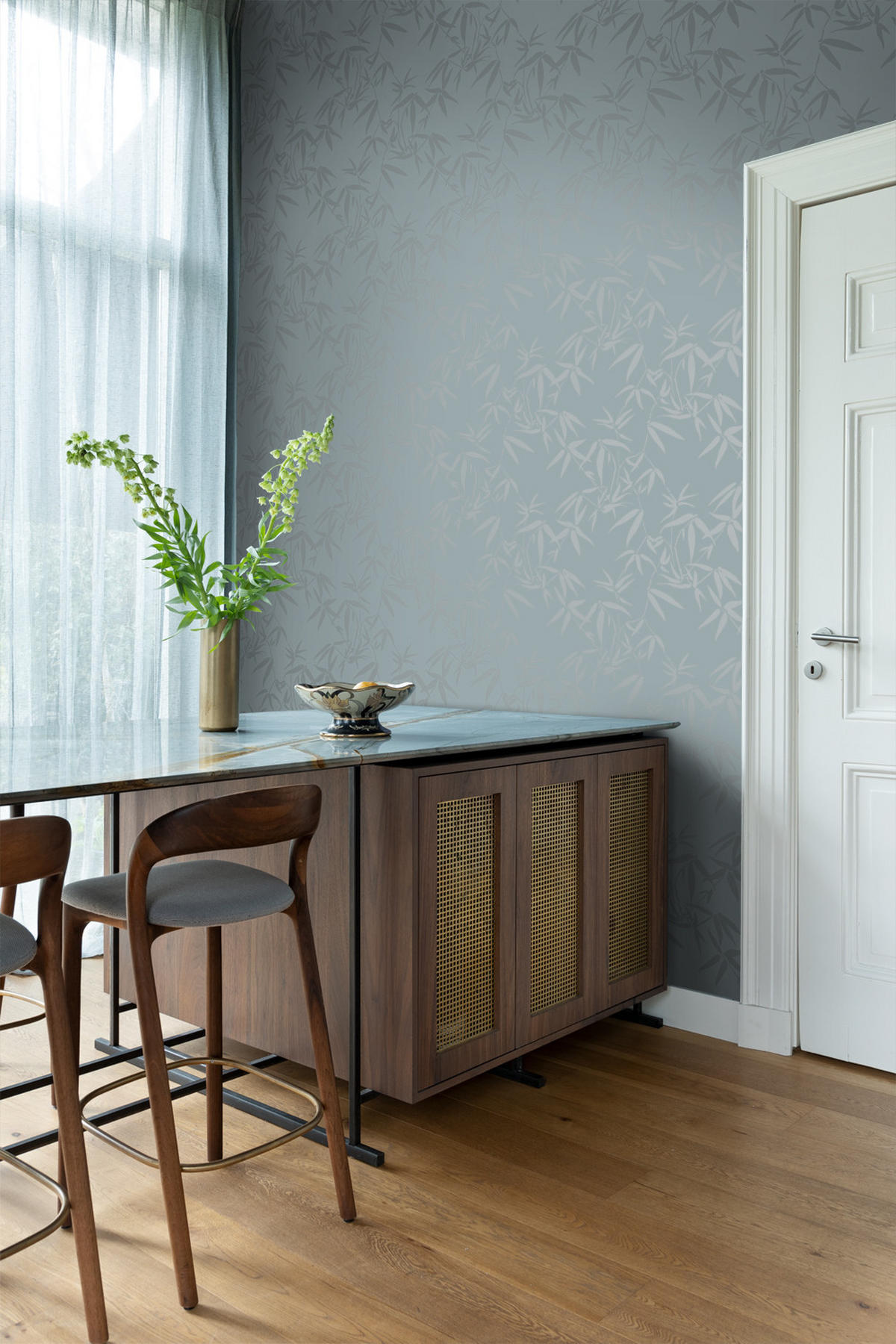 TAPETE Bambusblätter 53 cm x 10.05 m - Blau, Papier (53/1000cm) - Origin Wallcoverings