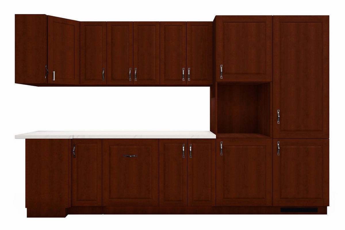 L-KÜCHE Sycylia Milano Walnuss – 330 × 250 cm – KÜ-SYC-001 - Walnussfarben, Holzwerkstoff (330/212/250cm) - ROYAL24_MARKT