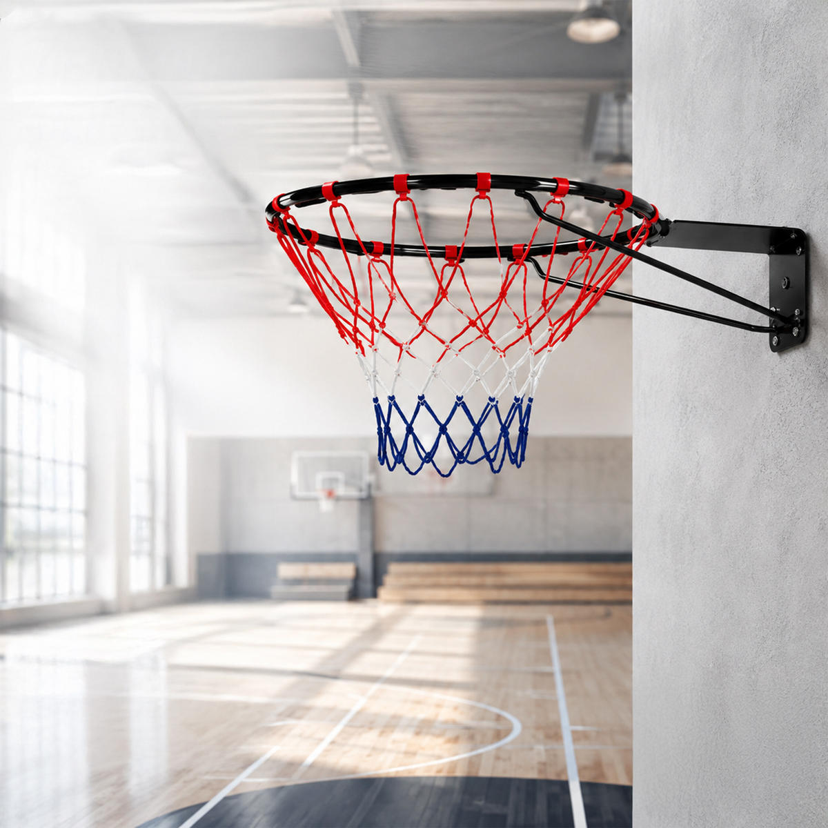 BASKETBALLKORB Schwarz Wandmontage 45 cm - Multicolor, Textil/Metall (45cm) - Relaxdays
