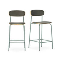 HOCKER 2er-Set aus Kunstleder mit Metallfüßen 41/95/50 cm - Grün, Metall (41/95/14cm) - Calicosy