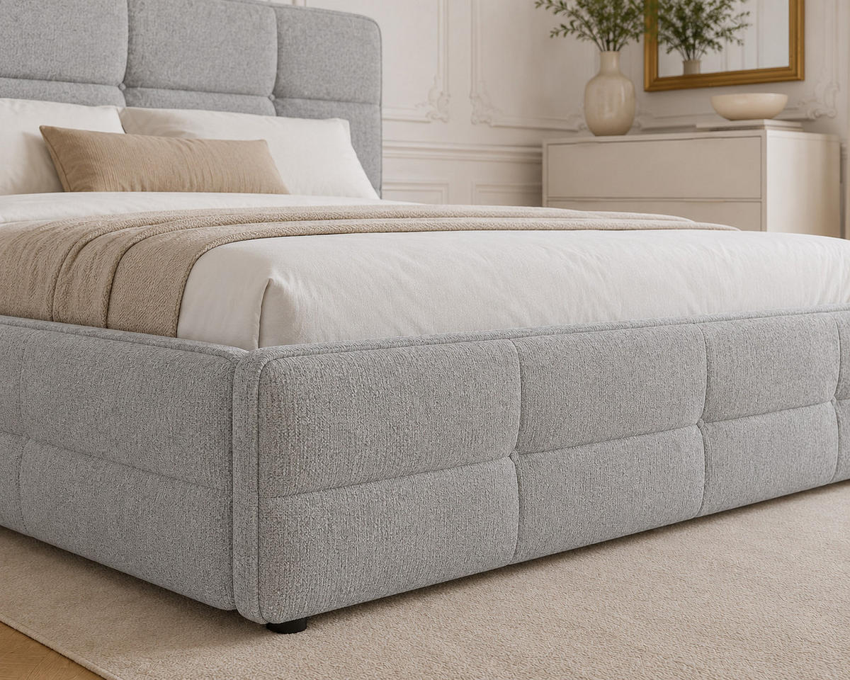 POLSTERBETT 17 160 x 200 cm – Aragon – Bett mit Federmechanismus und Stauraum - Hellgrau, Holz (160/200cm) - ROYAL24_MARKT