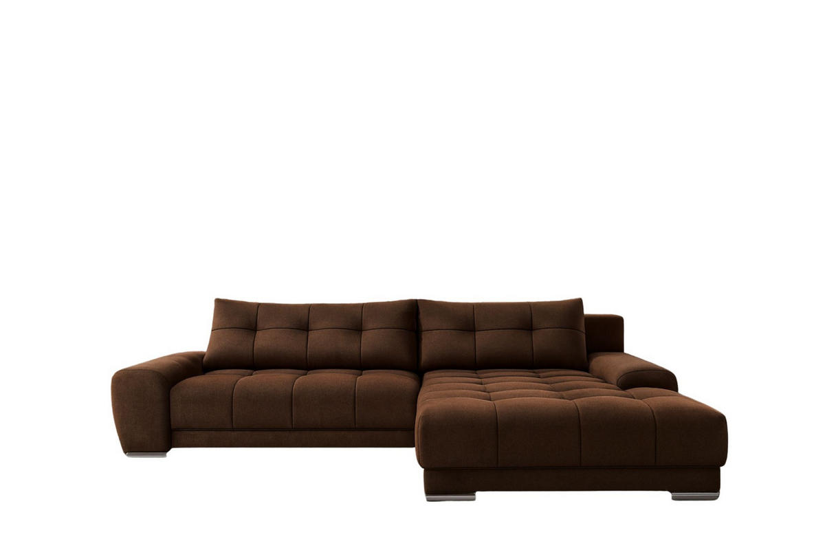 ECKSOFA WAVE Mit Schlaffunktion, Stoff SORO, Braun Rechts - Braun, Holz (281/105cm) - Kaiser Möbel