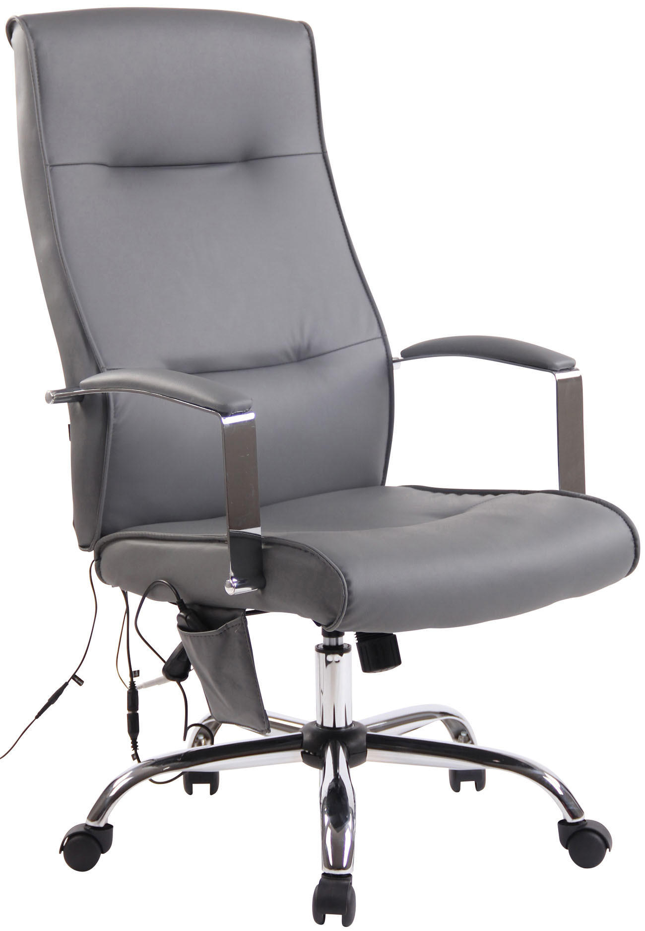 CHEFSESSEL Lederlook Grau - Chromfarben/Grau, Textil/Metall (63/114/72cm) - CLP