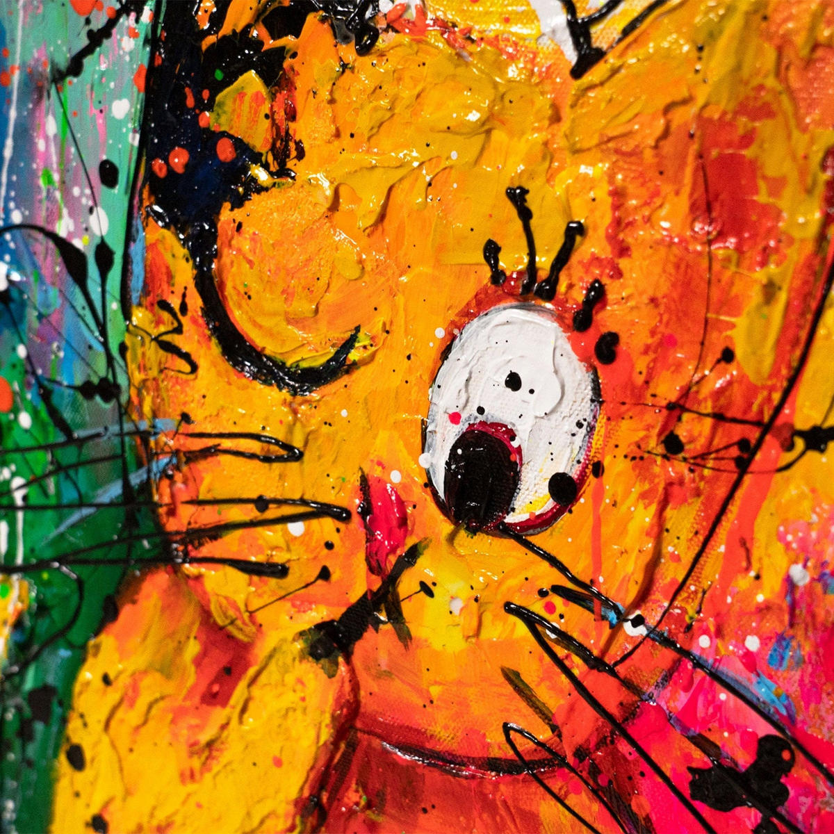 GEMÄLDE Katzen, Farbe, Spaß Schattenfugenrahmen Weiß 160x80 cm - Weiß, Holz (160/80cm) - YS-art gallery