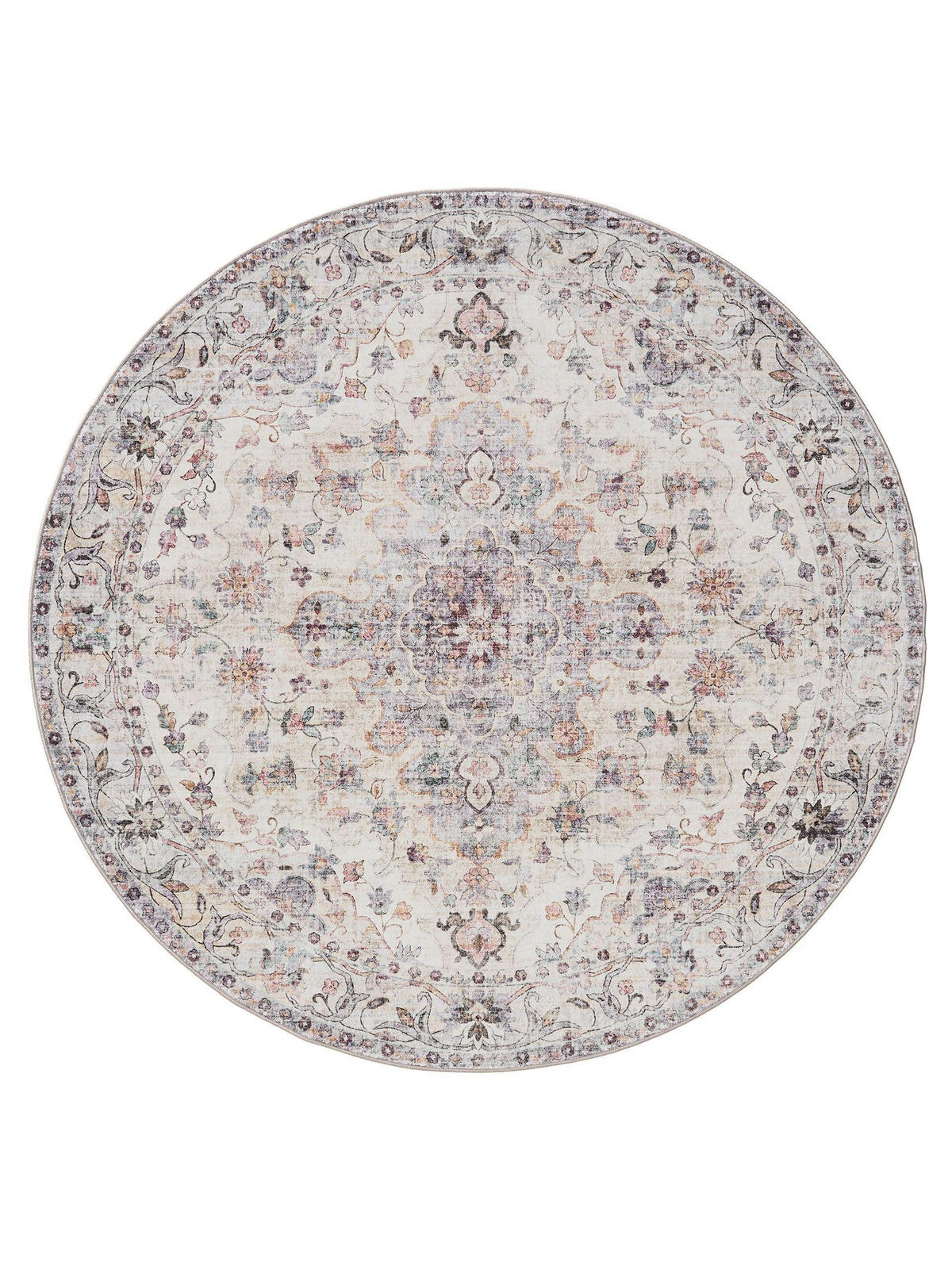 VINTAGE-TEPPICH George waschbar ø 160 cm rund - Multicolor, Kunststoff (160/160cm) - benuta