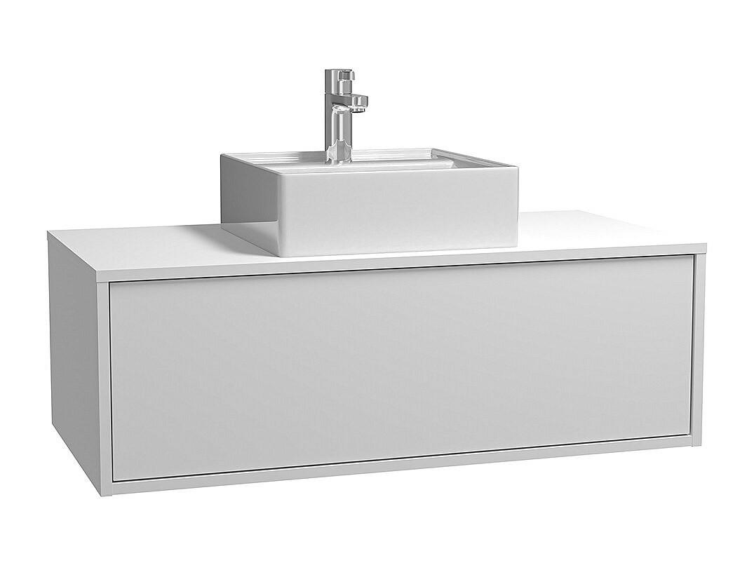 EINZELWASCHTISCH - 94 cm x 47 cm - Holz, Platte, Keramik - Weiß - TEANA - Weiß, Keramik/Holz (94/32/47cm) - Vente-Unique