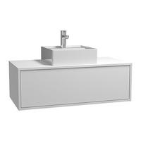 EINZELWASCHTISCH - 94 cm x 47 cm - Holz, Platte, Keramik - Weiß - TEANA - Weiß, Keramik/Holz (94/32/47cm) - Vente-Unique
