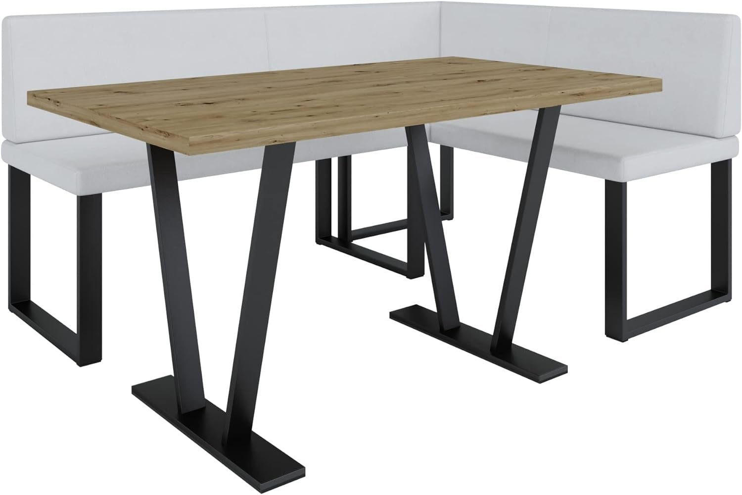 ECKBANKGRUPPE Alina - Kunstleder - 142 x 196 cm - Rechts - Weiß - Weiß, Leder/Metall (142/87/196cm) - AN-Moebel 4u