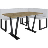 ECKBANKGRUPPE Alina - Kunstleder - 142 x 196 cm - Rechts - Weiß - Weiß, Leder/Metall (142/87/196cm) - AN-Moebel 4u