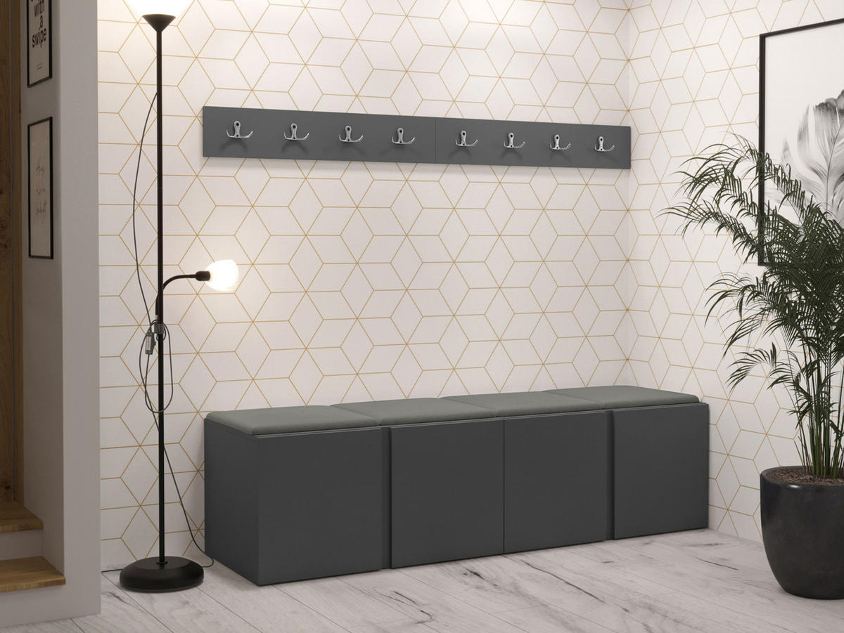 MOBILIER PENTRU HOL Orion VII - grafit/gri, material plastic/compozit lemnos (168/42/46cm) - MIRJAN24
