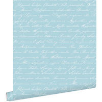 TAPETE handgeschriebene lateinische Blumennamen 53 cm x 10.05 m - Blau, Papier (53/1000cm) - ESTAhome