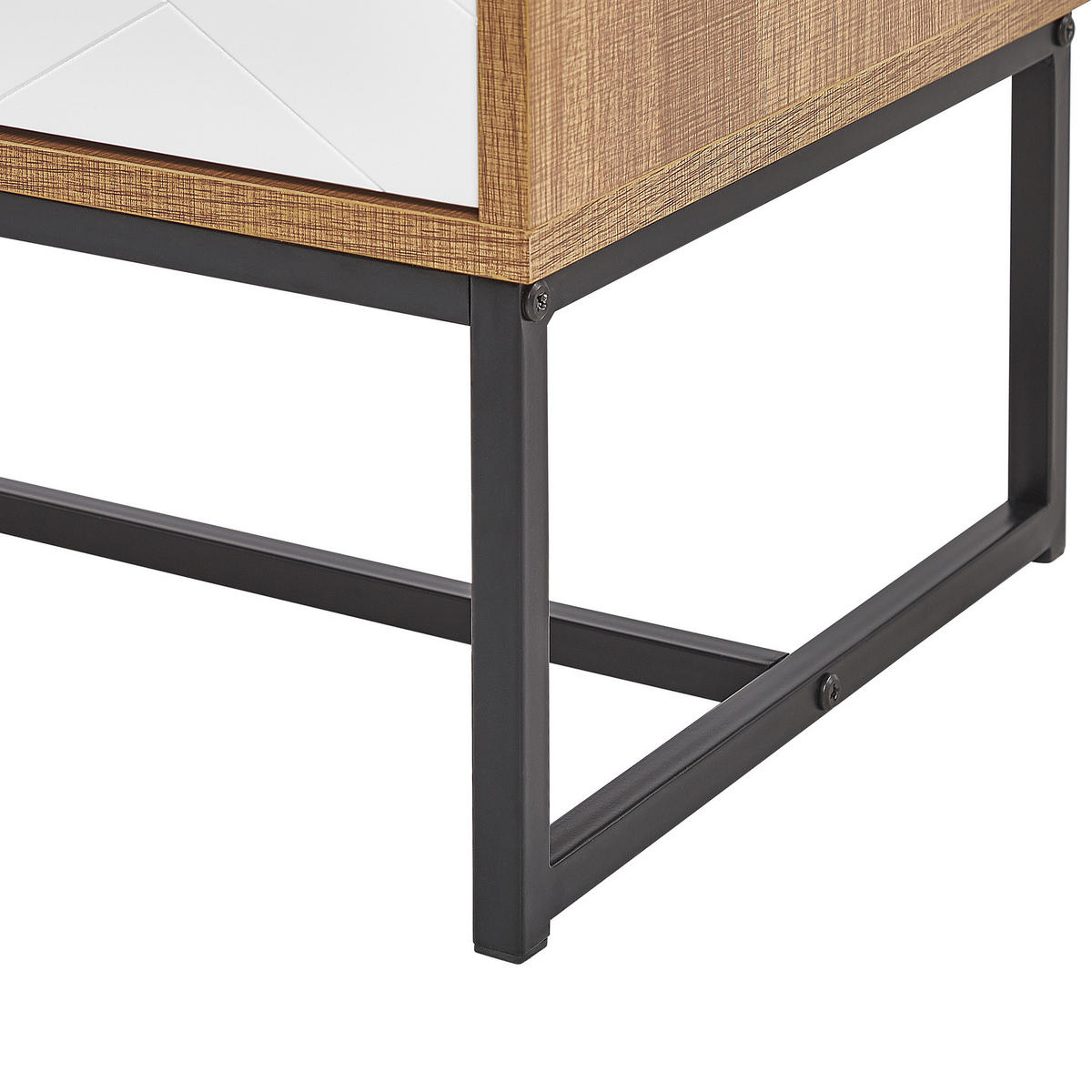 TV-BÄNK ljust trä/vit/svart Nueva - Vit/Ljusbrun, Träbaserade material (150/55/40cm) - Beliani