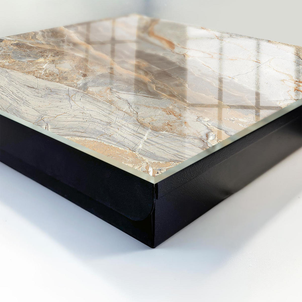 SCHLÜSSELBOX Schwarz 30x30 cm- Türöffnung nach rechts - Eleganter Marmor - Grau, Metall (30/30/5cm) - TULUP