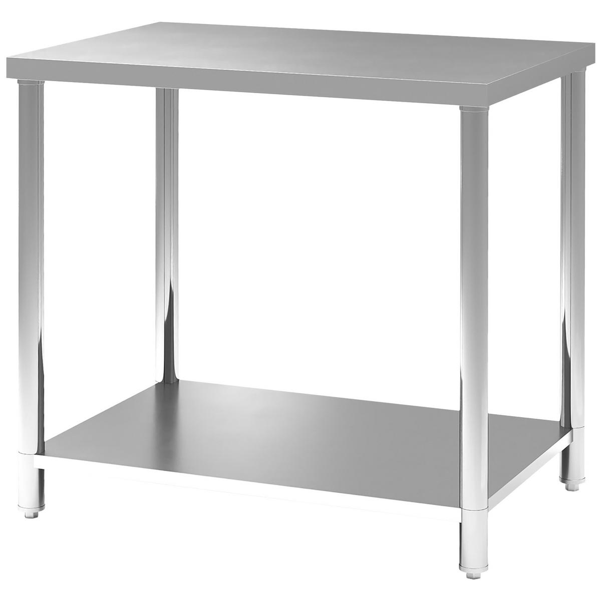 WERKBANK DE-18994 Edelstahl, 2 Ablagen, 90x60 cm Silber - Silberfarben, Metall (60/86/90cm) - ComfortXL