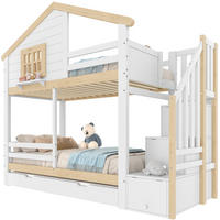 ETAGENBETT 90/200 cm & 90/190 cm in Weiß & Natur mit Ausziehbett, Stauraumleiter und Bettgitter - Weiß/Naturfarben, Holz/Holzwerkstoff (90/200cm) - STILVORA