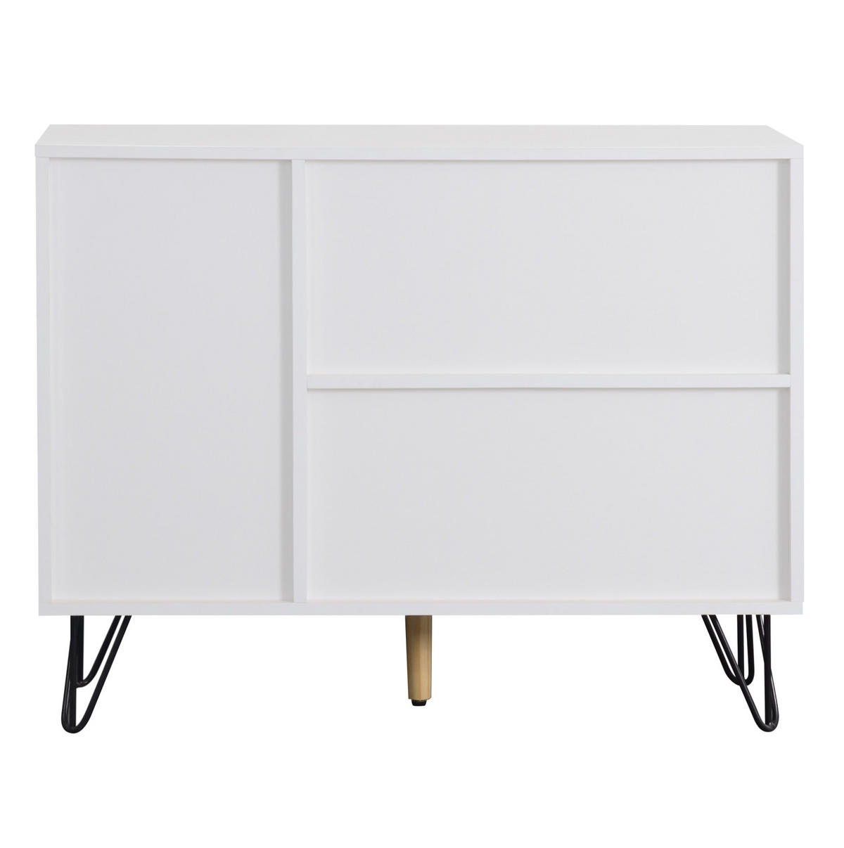 SIDEBOARD 90/30/71,5 cm in Weiß und Holzoptik mit Schublade und 3 Türen - Naturfarben, Holzwerkstoff (30/71.5/90cm) - Flora Grace