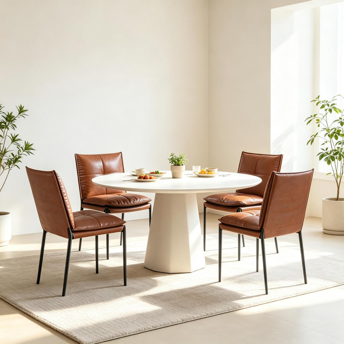 STUHL-SET DE-36235 4 Stück mit Kunstlederbezug Braun - Braun, Metall (55/87/48cm) - ComfortXL