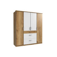 KLEIDERSCHRANK Click in Plankeneiche Weiß - Drehtürenschrank 179 cm Breite ohne Spiegel - Braun, Holzwerkstoff (179/199/58cm)